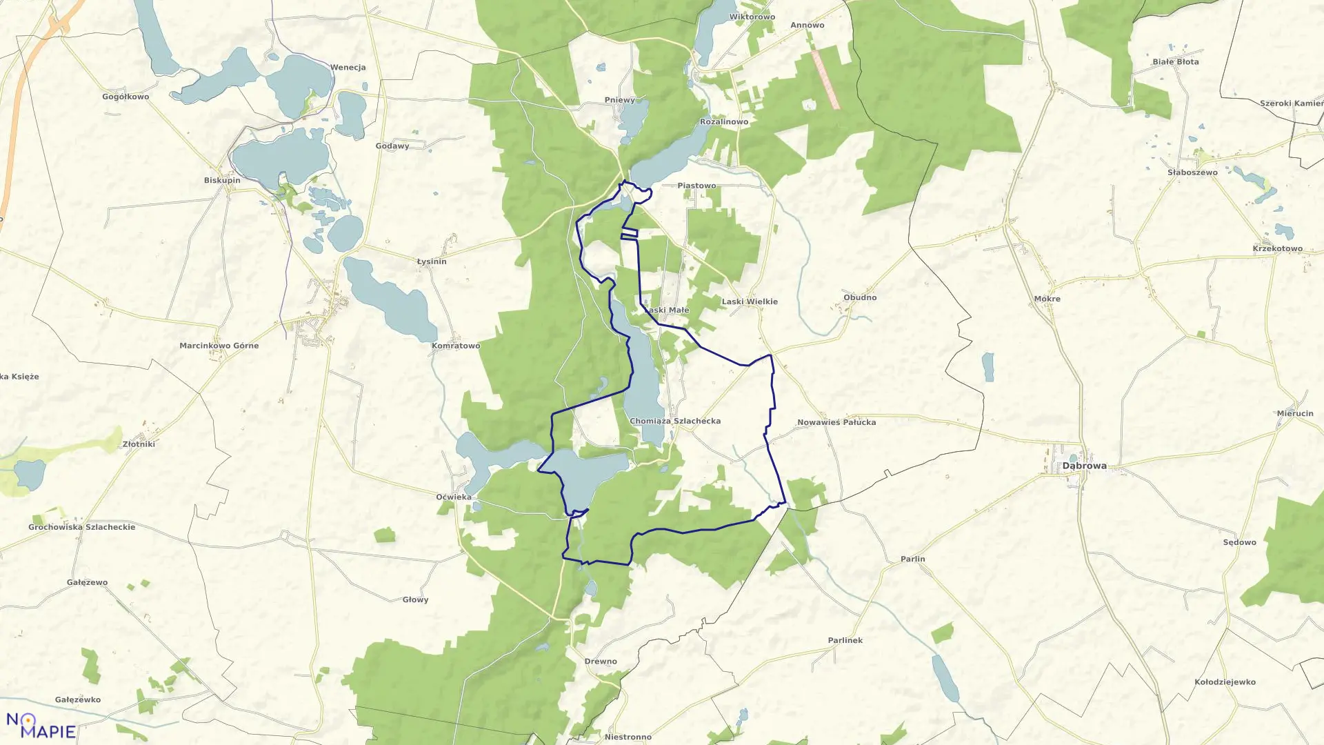 Mapa obrębu Chomiąża Szlachecka gmina Gąsawa