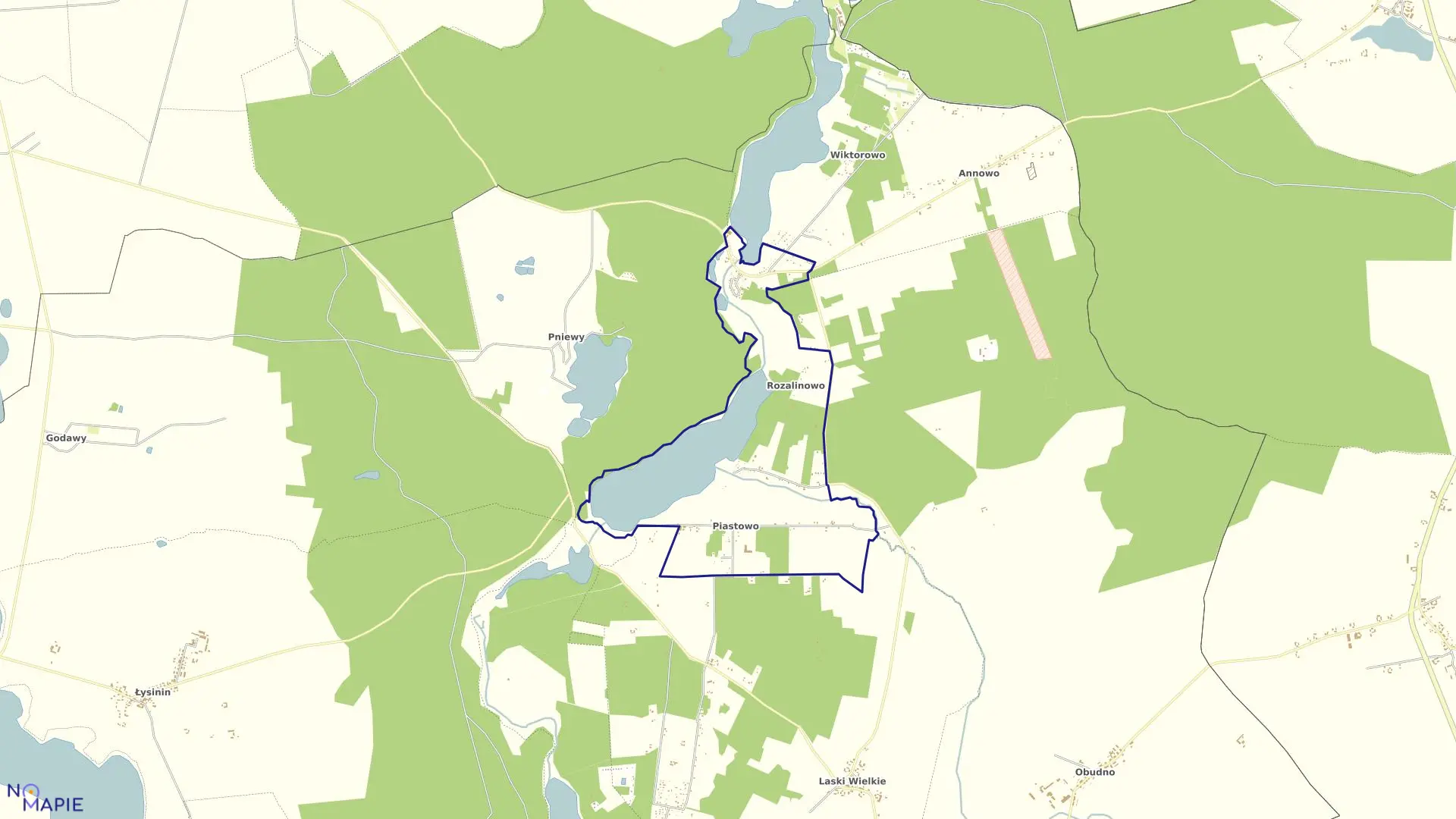 Mapa obrębu Rozalinowo-Piastowo gmina Gąsawa